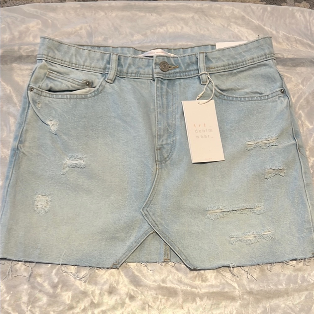 New Zara Women’s Light Blue Denim Skirt, Size Medium